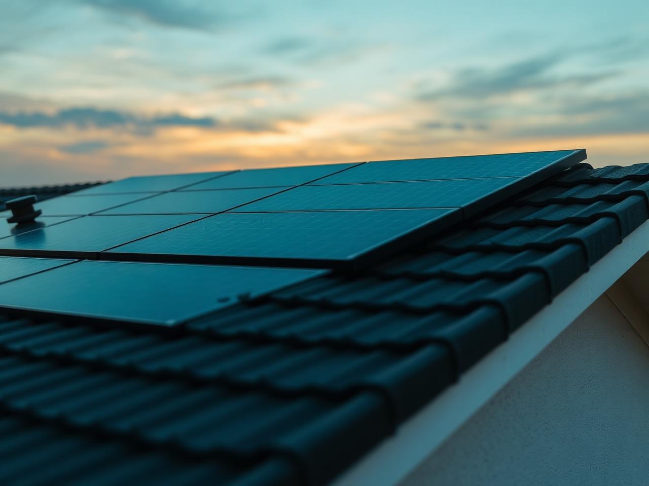 Rooftop solar array on a Victorian home at dawn